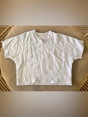 PLANET By Lauren G One Size  Blue Handkerchief Linen Blouse Orig $278